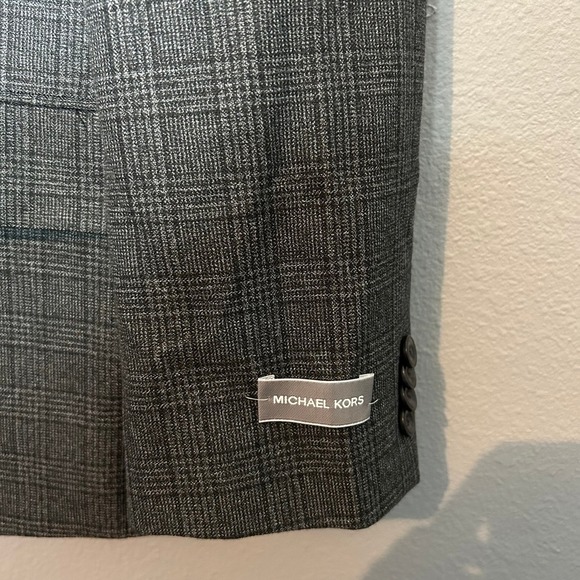 Michael Kors Plaid Blazer Sport Coat Modern Fit Gray Jacket Size 44S - Picture 8 of 10
